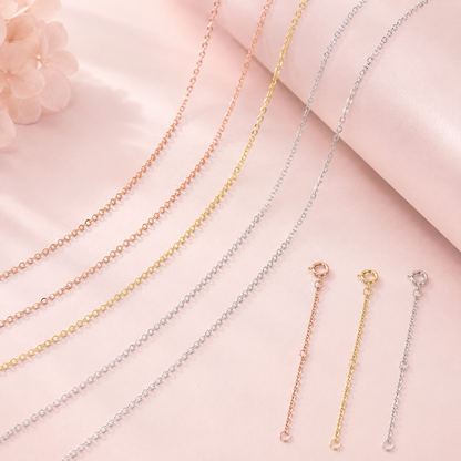 Chaîne de cou en Argent Sterling 925, maillons en O, plaqué Or Rose 14K - Bijou personnalisable