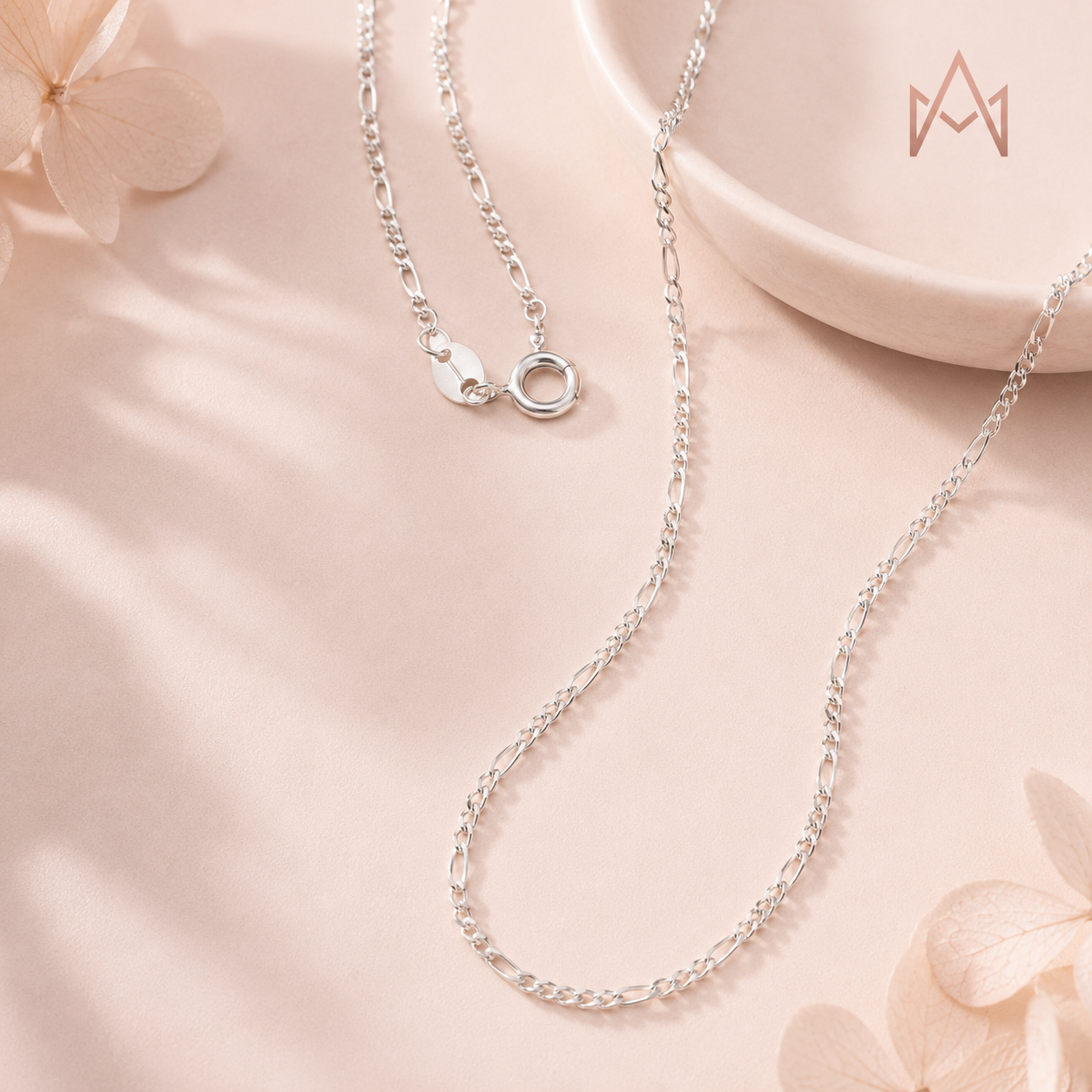 Collier Chaîne Figaro Argent Sterling 925 pour Femme - Argent Massif 