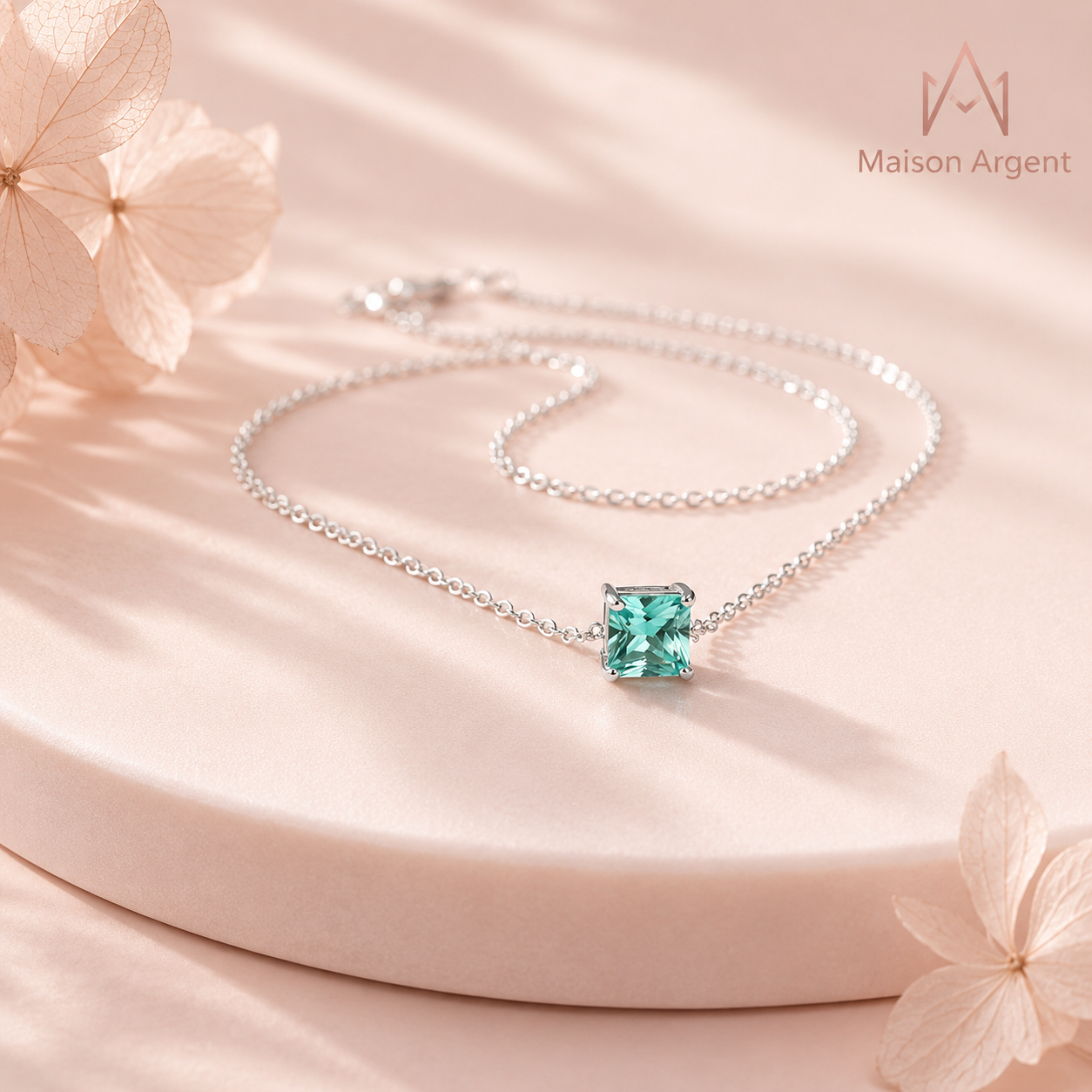 Collier Argent 925 Véritable avec Tourmaline - Bijou Femme Élégant