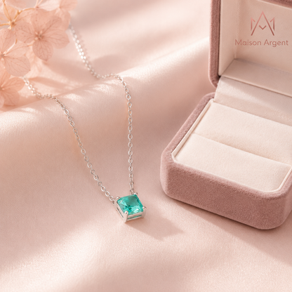 Collier Argent 925 Véritable avec Tourmaline - Bijou Femme Élégant