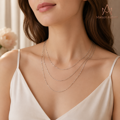 Collier Chaîne Maille Forçat Argent Sterling 925 Massif Plaqué Or 18 Carats