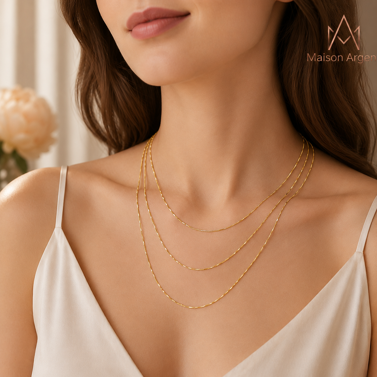 Collier Chaîne Maille Forçat Argent Sterling 925 Massif Plaqué Or 18 Carats