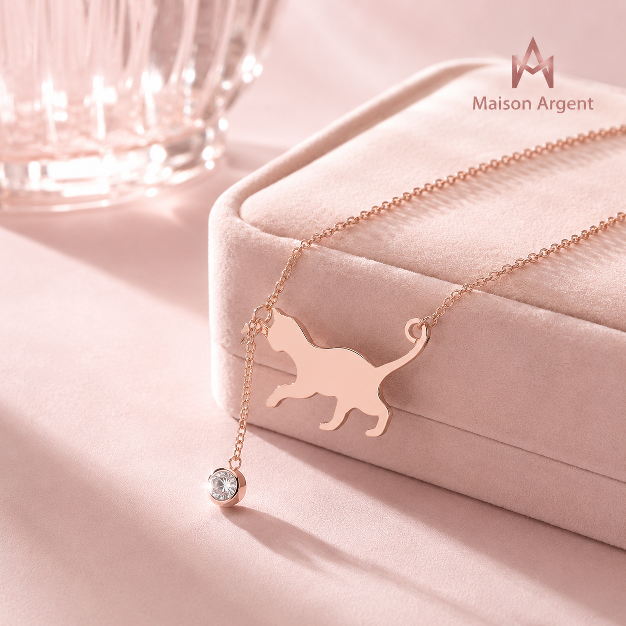 Collier Femme Argent 925 Pendentif Chat - Bijou Luxe
