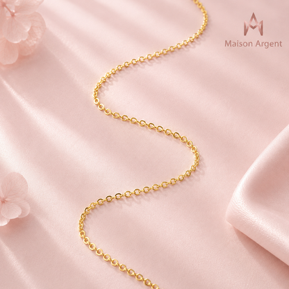 Chaîne de cou en Argent Sterling 925, maillons en O, plaqué Or Rose 14K