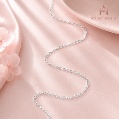 Chaîne de cou en Argent Sterling 925, maillons en O, plaqué Or Rose 14K