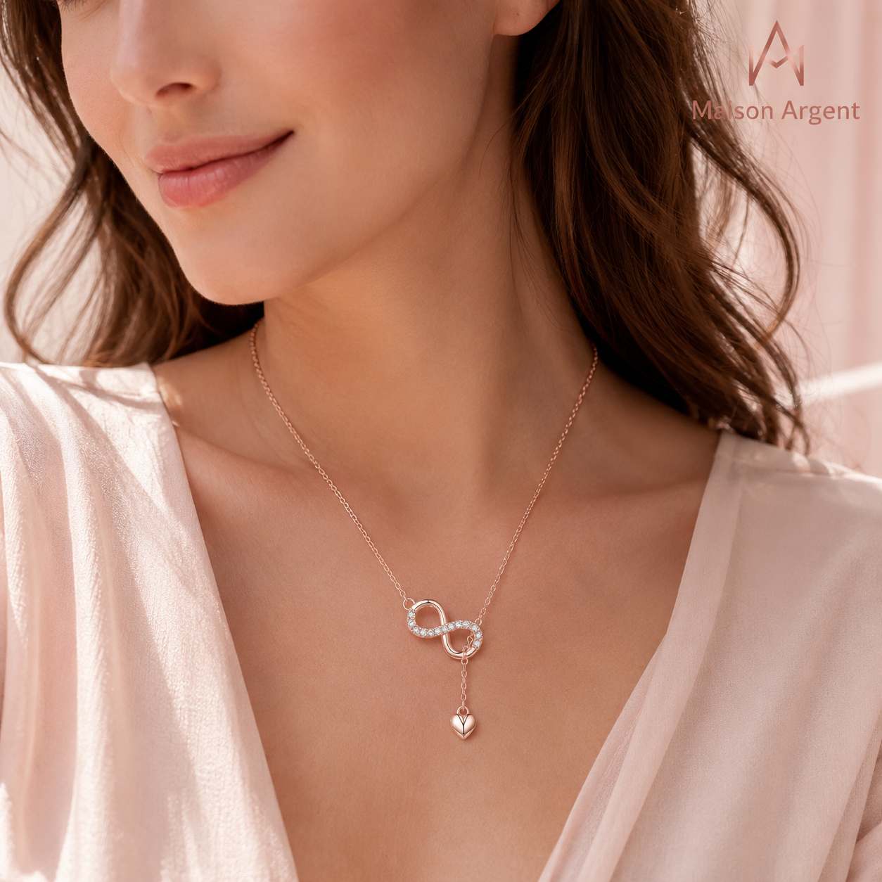 Collier Infini Argent 925 Authentique - Bijou Romantique Femme