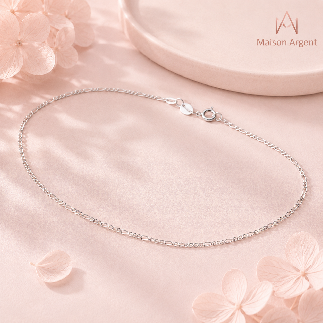 Collier Chaîne Figaro Argent Sterling 925 pour Femme - Argent Massif S925