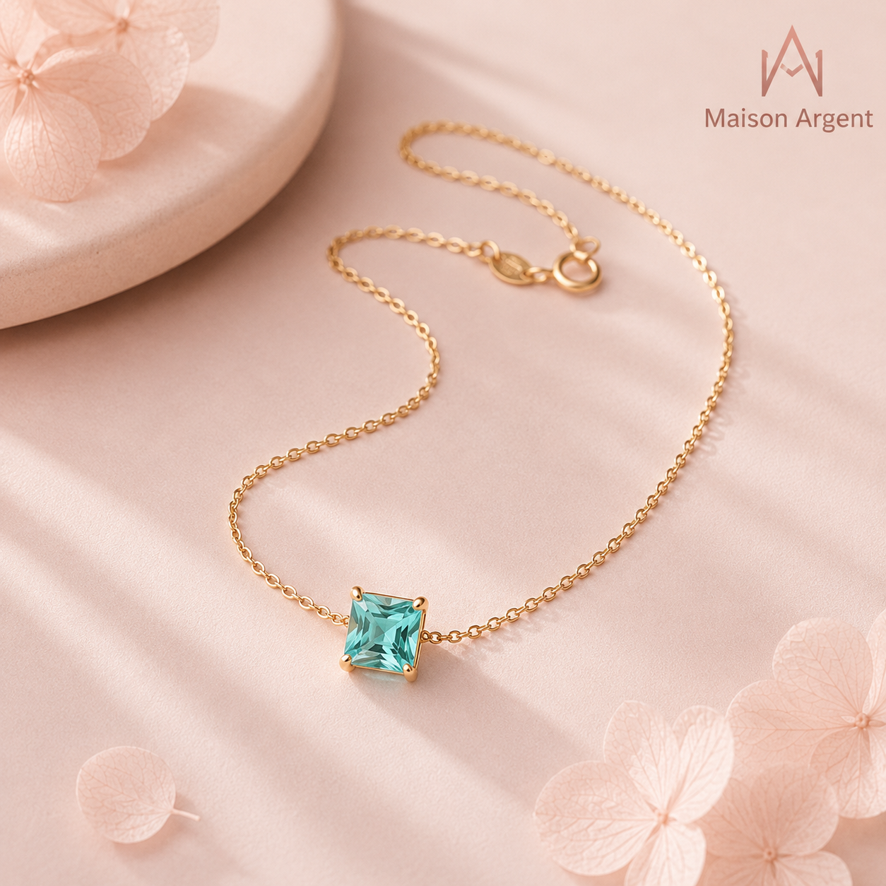 Collier Argent 925 Véritable avec Tourmaline - Bijou Femme Élégant