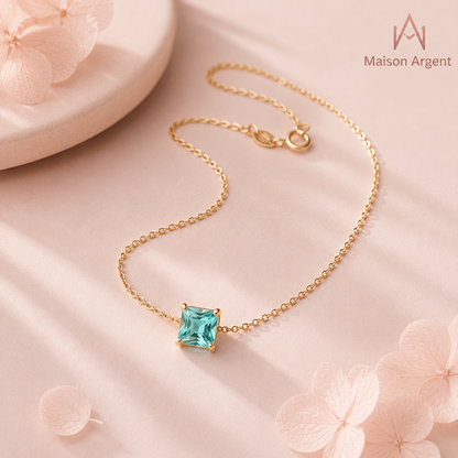Collier Argent 925 Véritable avec Tourmaline - Bijou Femme Élégant