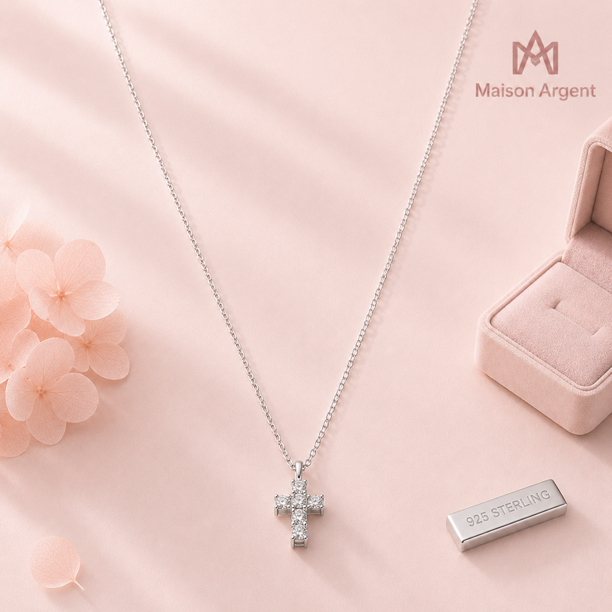 Collier Pendentif Croix Moissanite Scintillante en Argent Sterling 925 