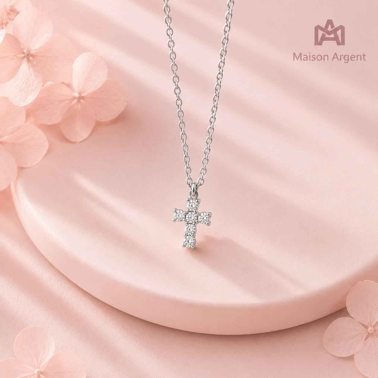 Collier Pendentif Croix Moissanite Scintillante en Argent Sterling 925 