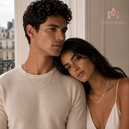 Collier Feuille d'Argent Sterling 925 Plaqué Platine - Bijou Simple Empilable 