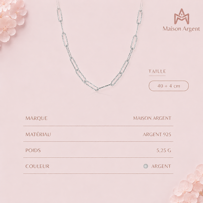 Collier Feuille d'Argent Sterling 925 Plaqué Platine - Bijou Simple Empilable 