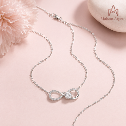 Collier Cœur Étreinte Romantique en Argent 925 pour Femme - Bijou Élégant