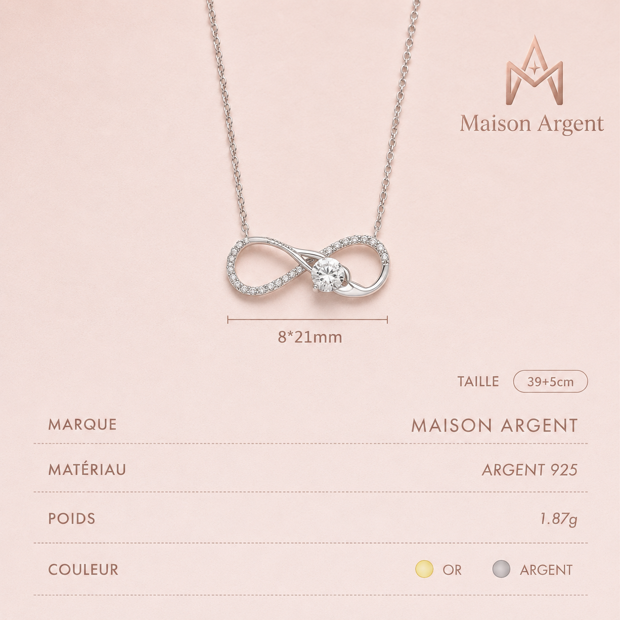 Collier Cœur Étreinte Romantique en Argent 925 pour Femme - Bijou Élégant