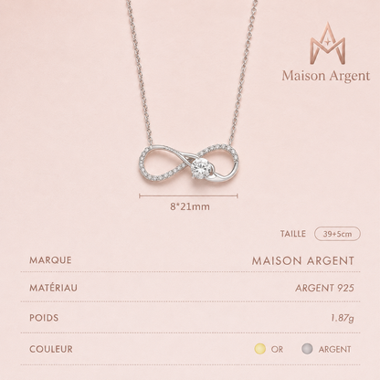 Collier Cœur Étreinte Romantique en Argent 925 pour Femme - Bijou Élégant