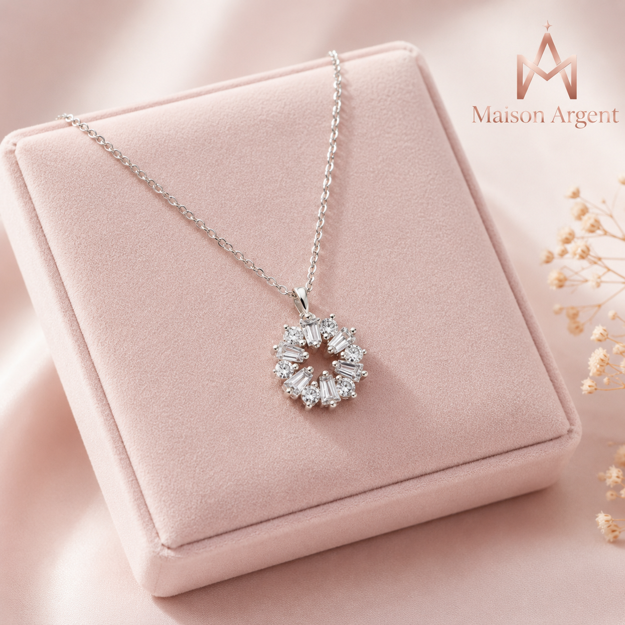 Collier Pendentif Flocon de Neige Porte-Bonheur en Argent Sterling 925 pour Femme