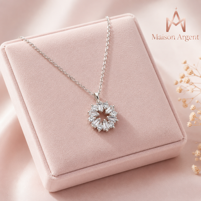 Collier Pendentif Flocon de Neige Porte-Bonheur en Argent Sterling 925 pour Femme