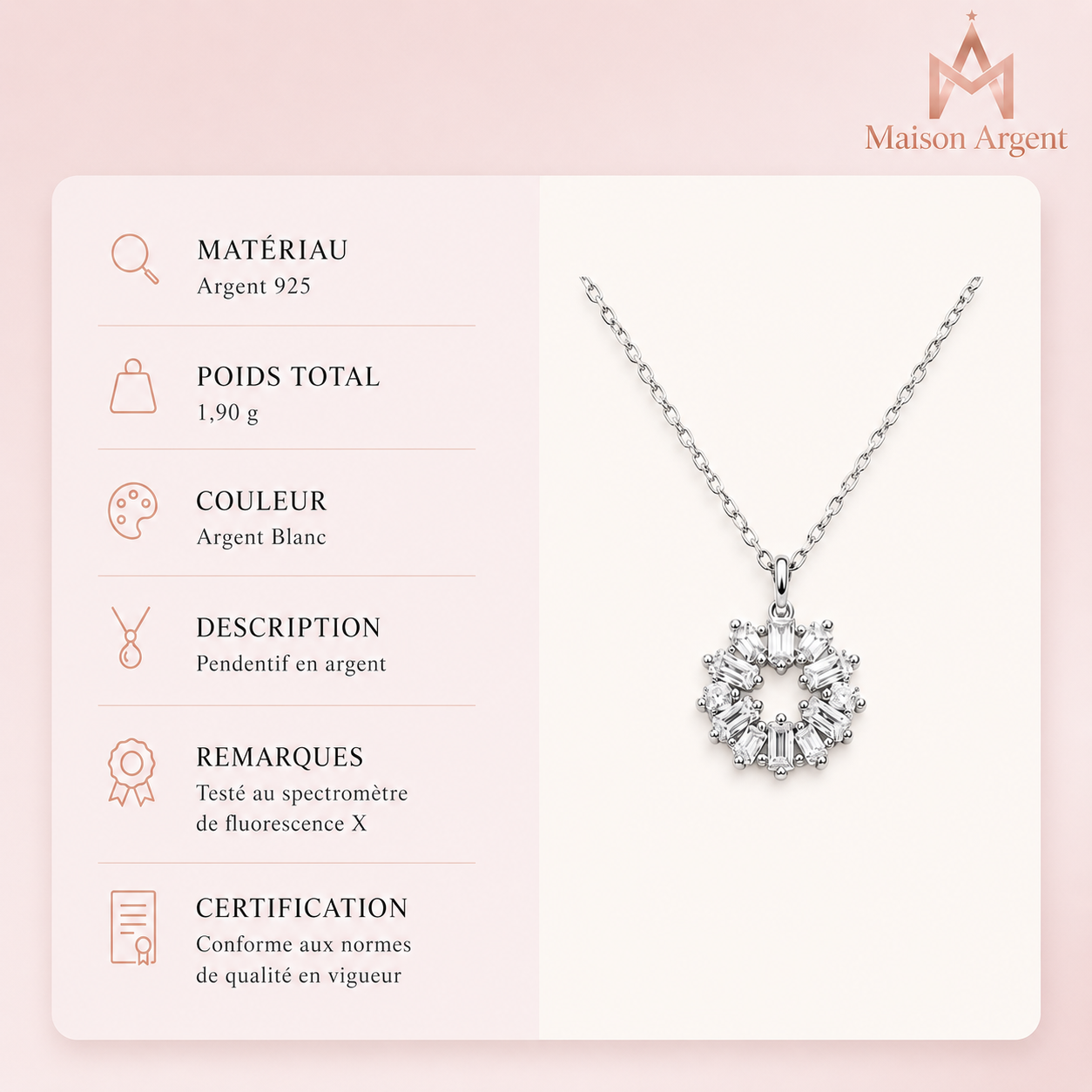 Collier Pendentif Flocon de Neige Porte-Bonheur en Argent Sterling 925 pour Femme