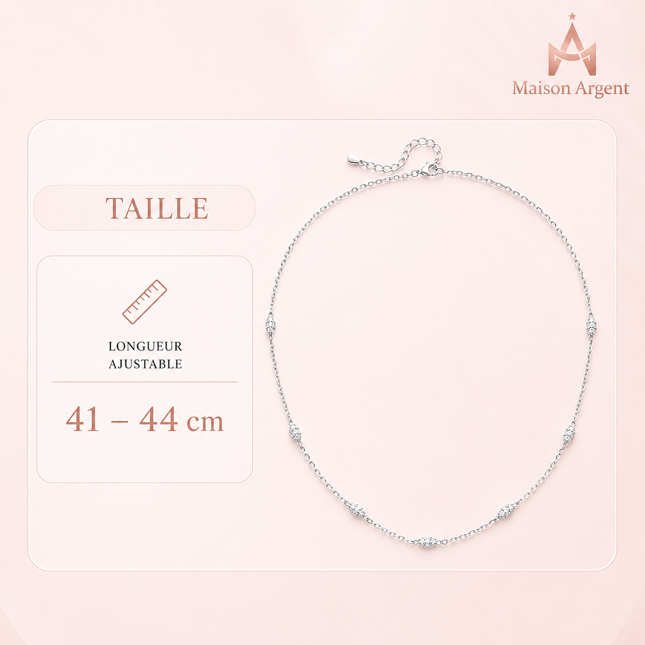 Collier Ras du Cou Argent 925 pour Femme - Bijou Délicat Plaqué Or Blanc