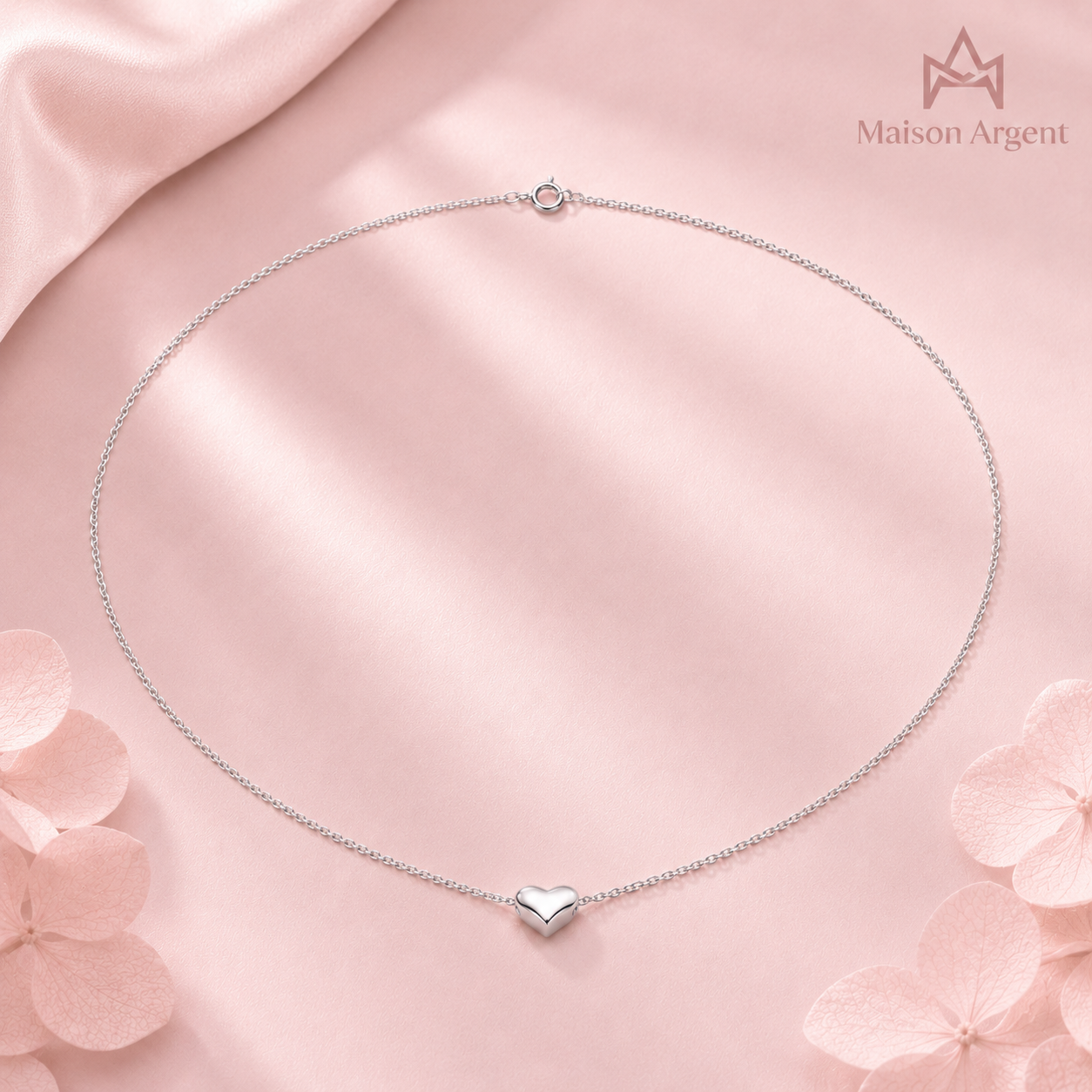 Collier Argent 925 Cœur Porte-Bonheur - Bijou Fin pour Femme