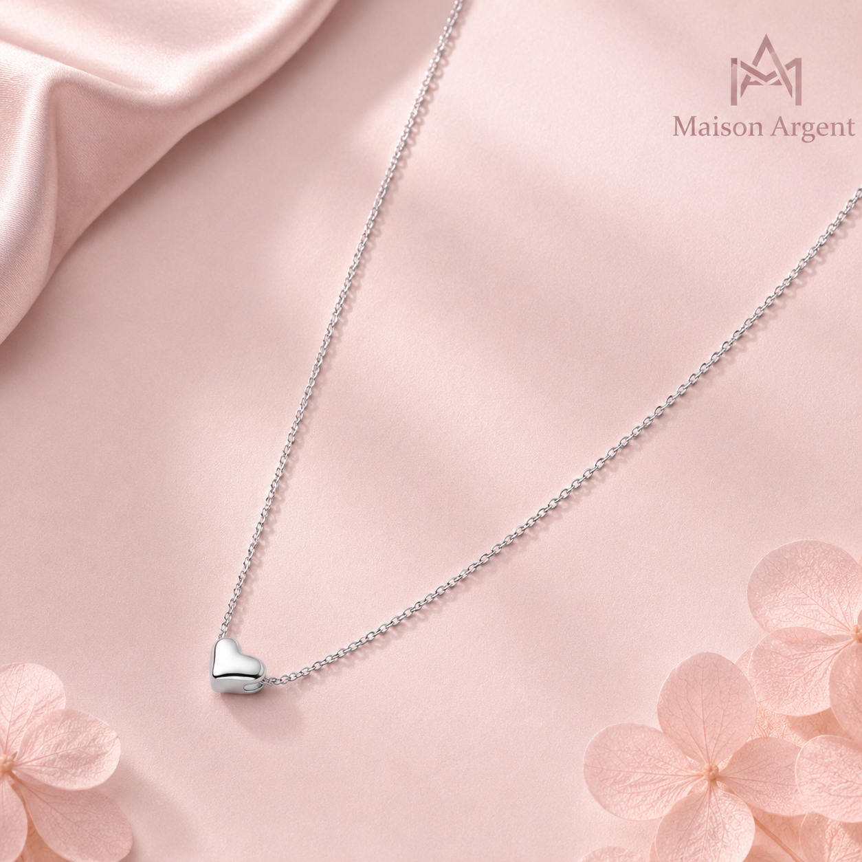 Collier Argent 925 Cœur Porte-Bonheur - Bijou Fin pour Femme