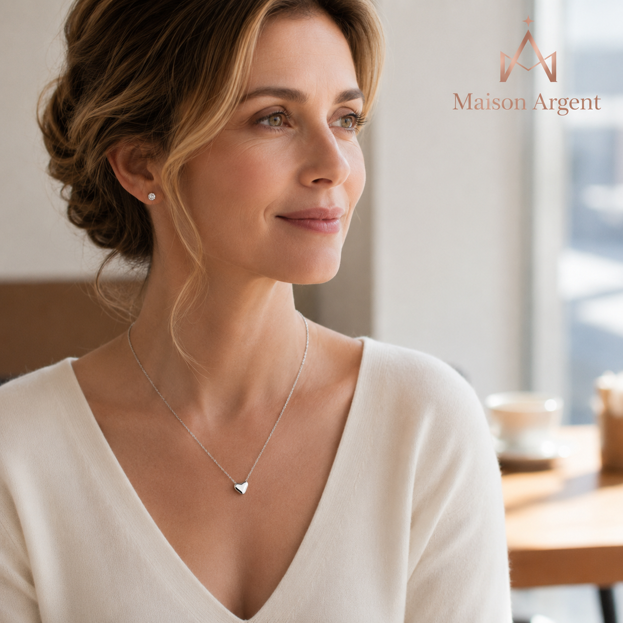Collier Argent 925 Cœur Porte-Bonheur - Bijou Fin pour Femme
