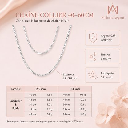 Collier Chaîne Boîte en Argent Sterling 925 Italien 