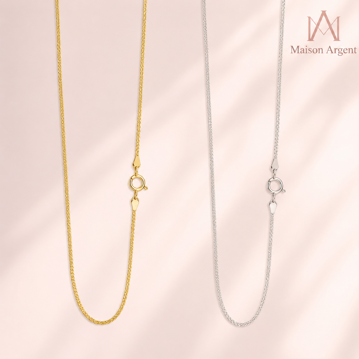 Collier Chaîne Chopin 1.2mm en Argent Sterling 925 Plaqué Or 14K - Fabrication Artisanale Italienne
