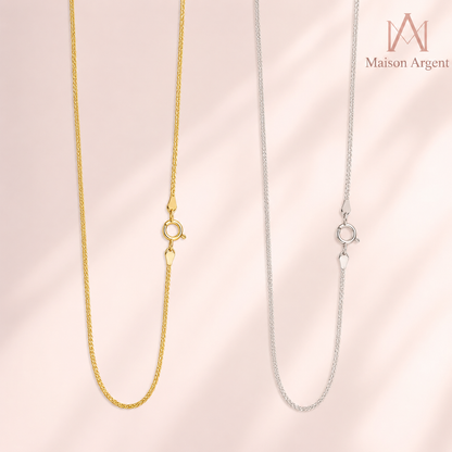Collier Chaîne Chopin 1.2mm en Argent Sterling 925 Plaqué Or 14K - Fabrication Artisanale Italienne