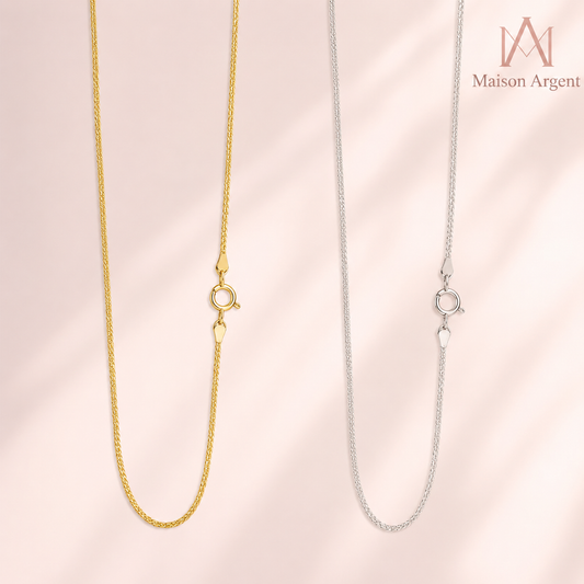 Collier Chaîne Chopin 1.2mm en Argent Sterling 925 Plaqué Or 14K - Fabrication Artisanale Italienne