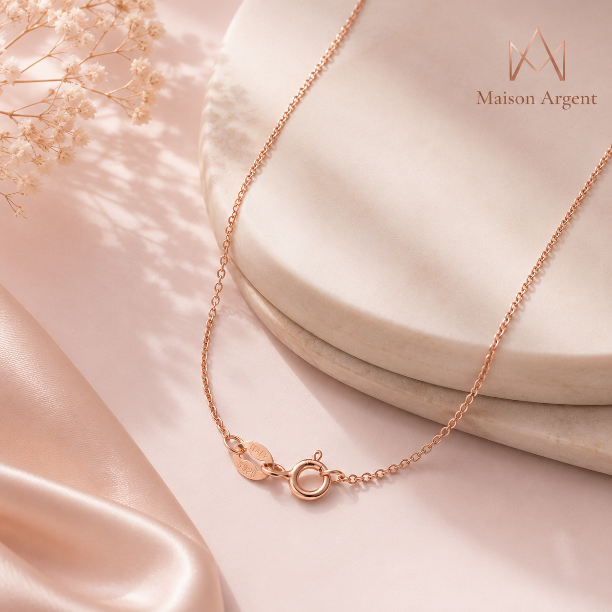 Collier Chaîne Câble Raffinée en Argent 925  - Plusieurs Longueurs 