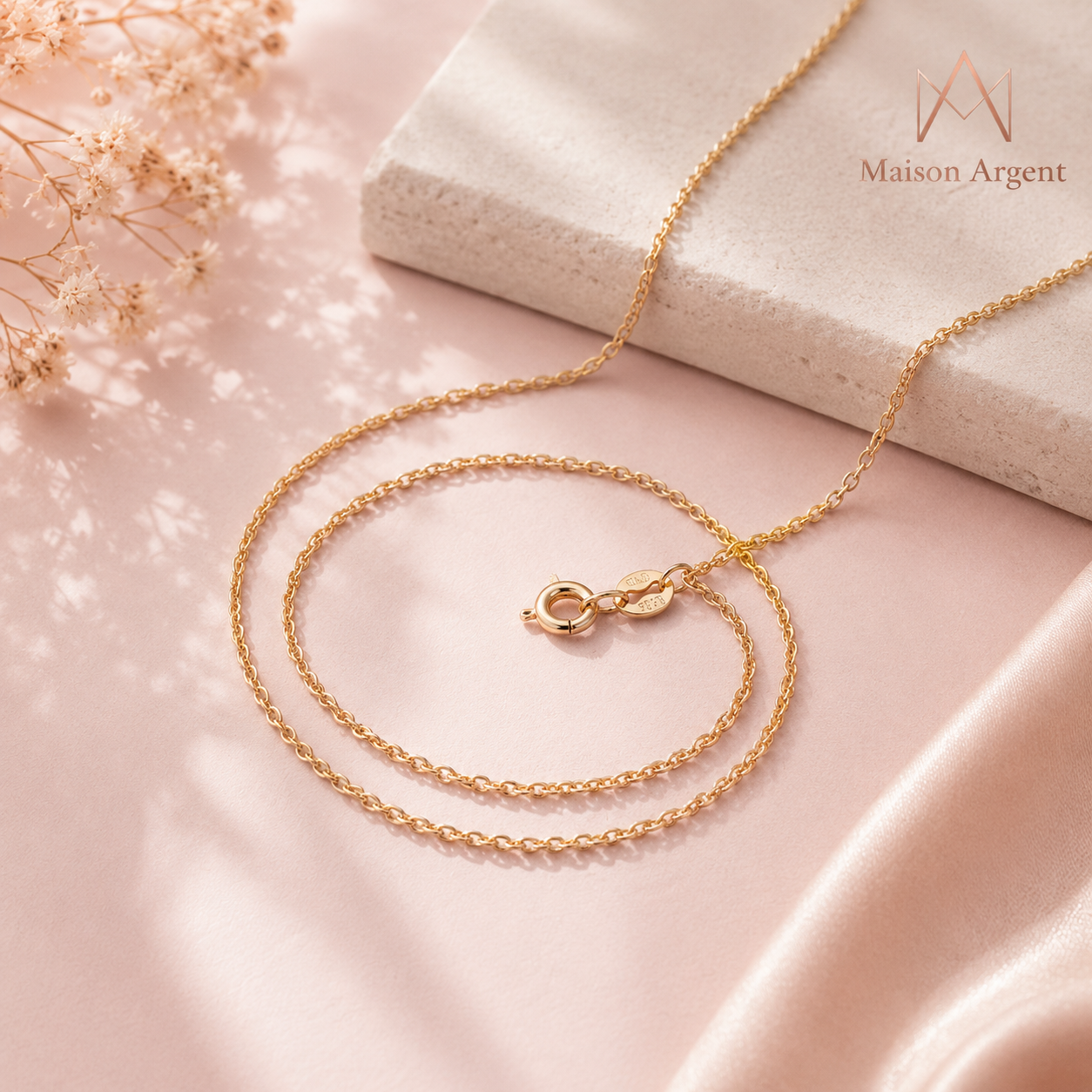 Collier Chaîne Câble Raffinée en Argent 925  - Plusieurs Longueurs 