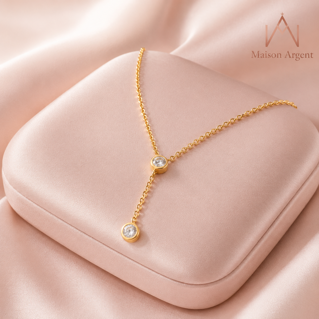 Collier Pendentif Long Moissanite Ronde Argent 925 pour Femme - Bijou Fin Mariage & Fiançailles