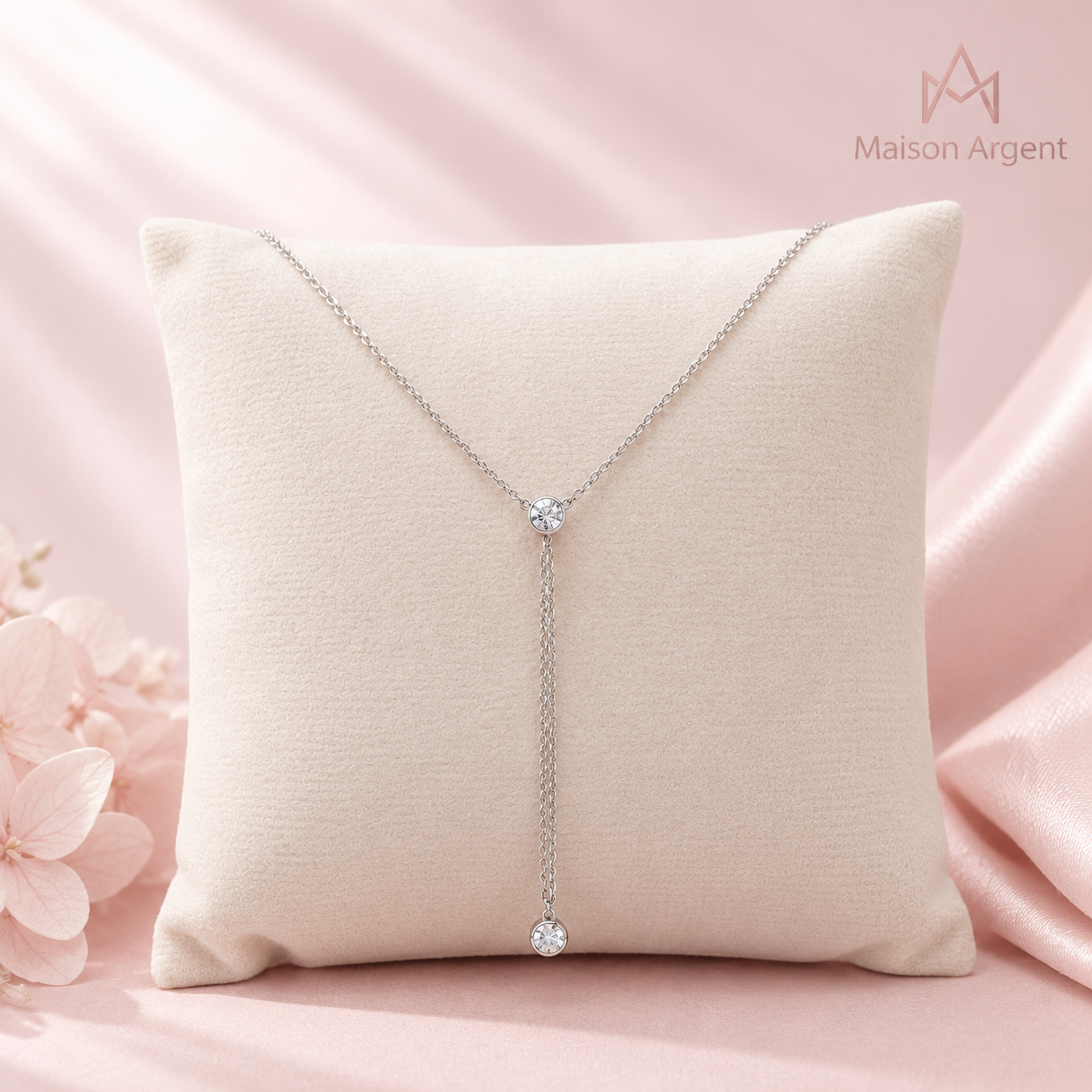 Collier Pendentif Pompon en Argent 925 avec Moissanite Véritable pour Femme