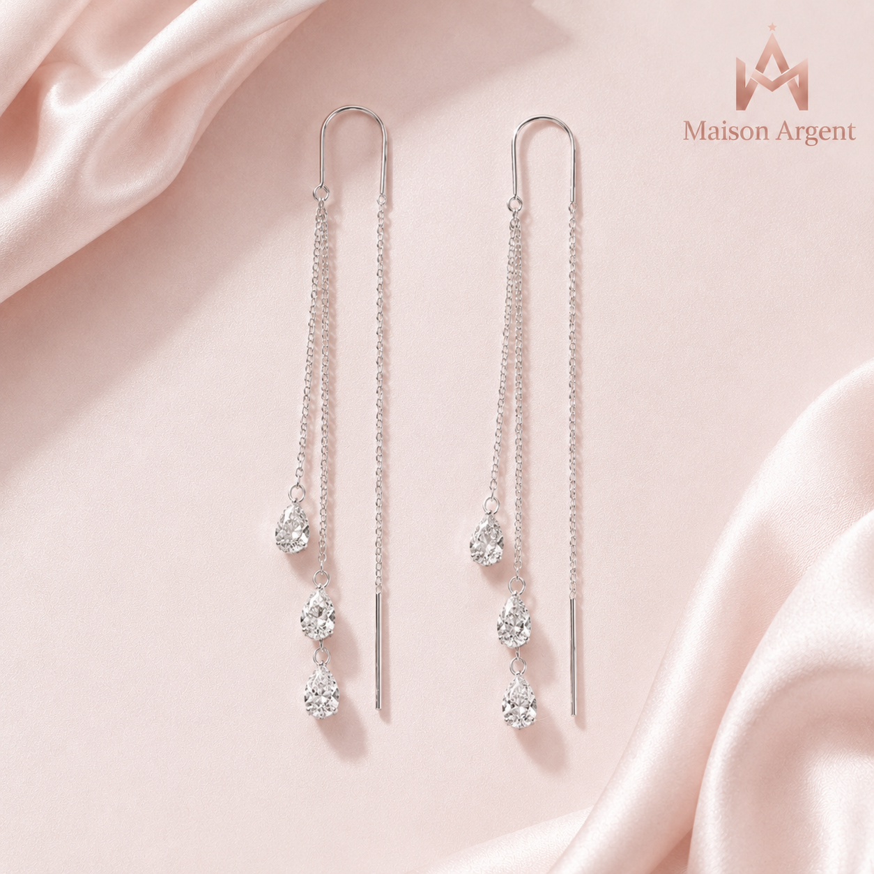 Boucles d'oreilles longues pendantes en Argent Sterling 925 pour femme