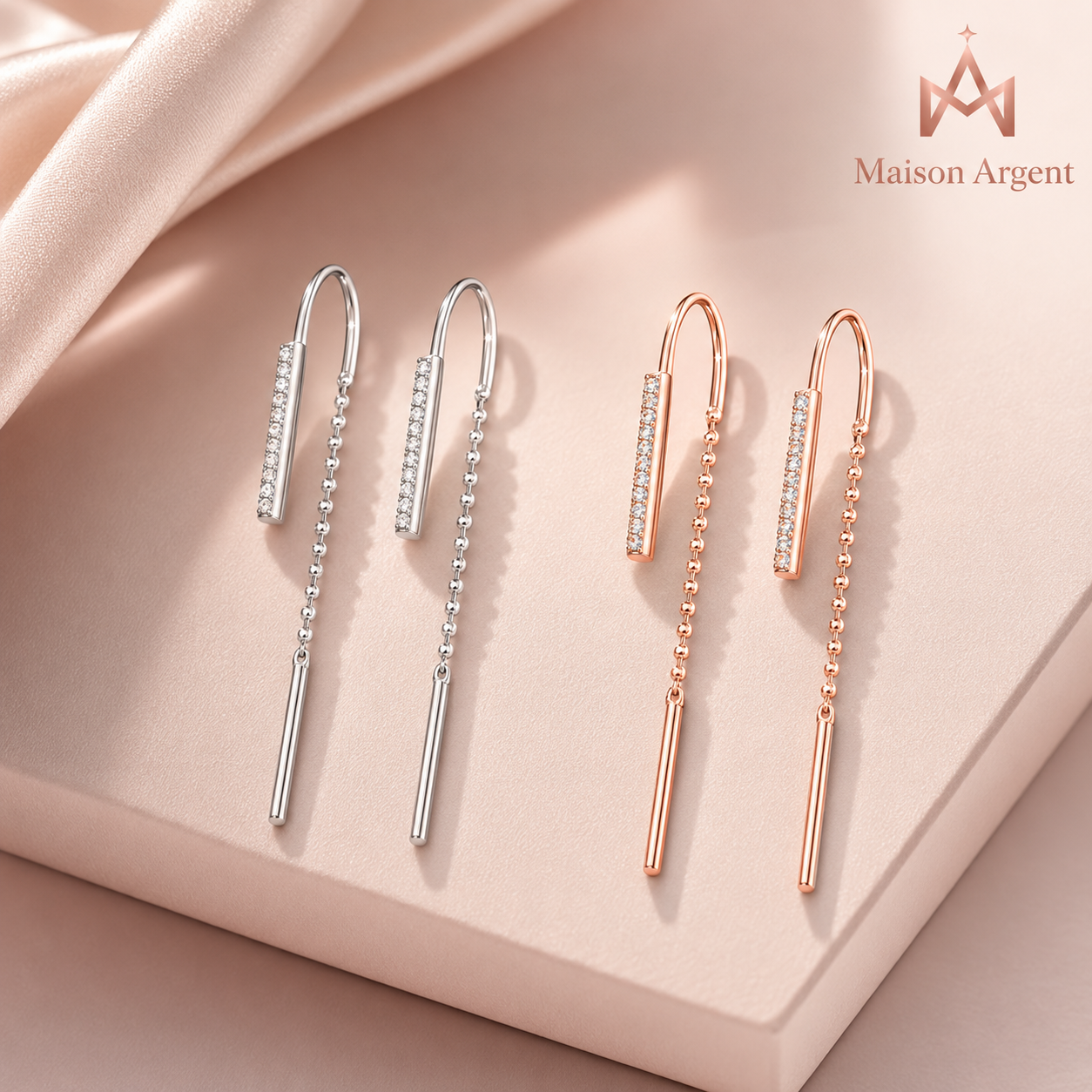 Boucles d'Oreilles Pendantes Argent 925 Minimalistes avec Gland - Bijou Femme Chic