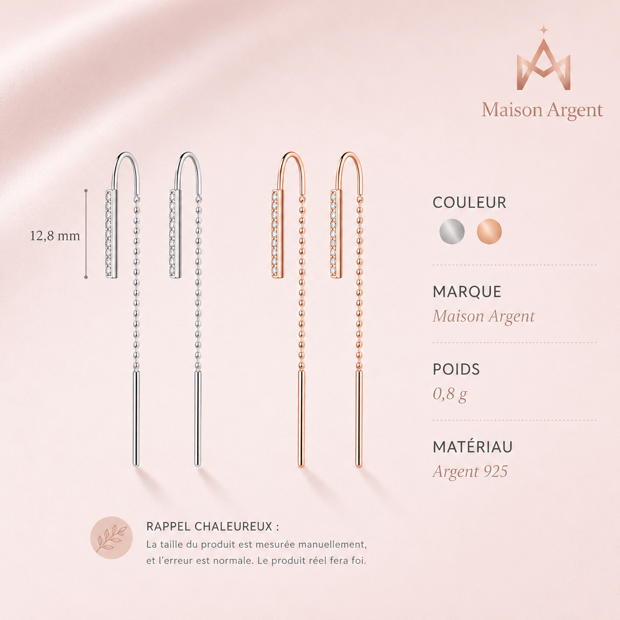 Boucles d'Oreilles Pendantes Argent 925 Minimalistes avec Gland - Bijou Femme Chic