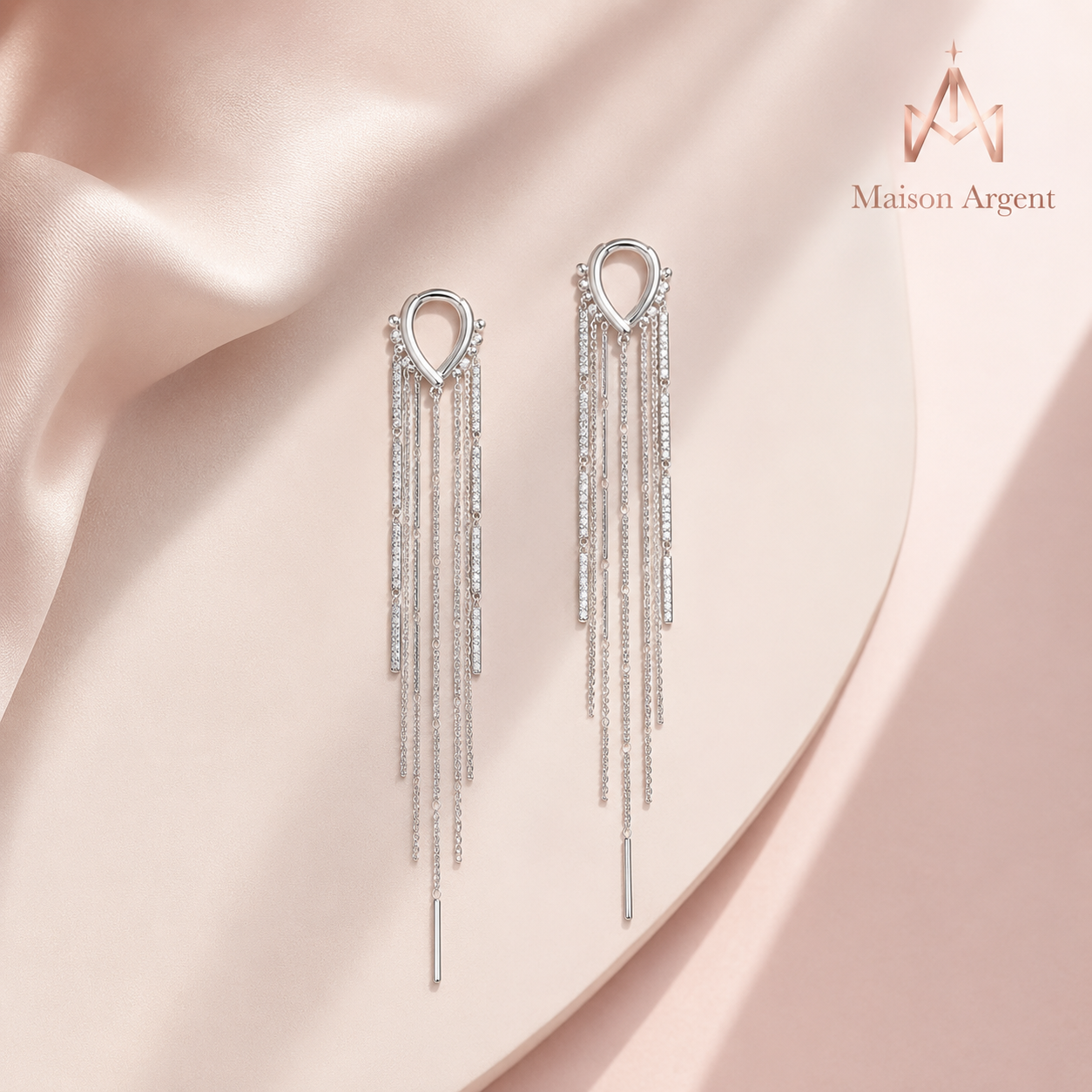 Boucles d'Oreilles Longues Argent 925 Scintillantes - Bijou Tendance pour Femme