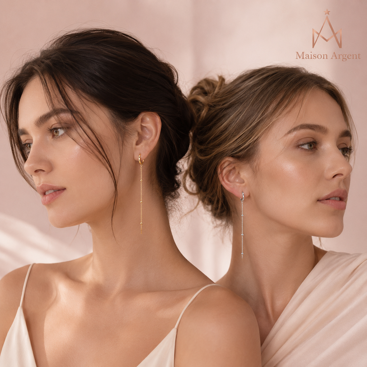 Boucles d'Oreilles Longues Argent 925 avec Pendant - Bijoux Femme Élégants