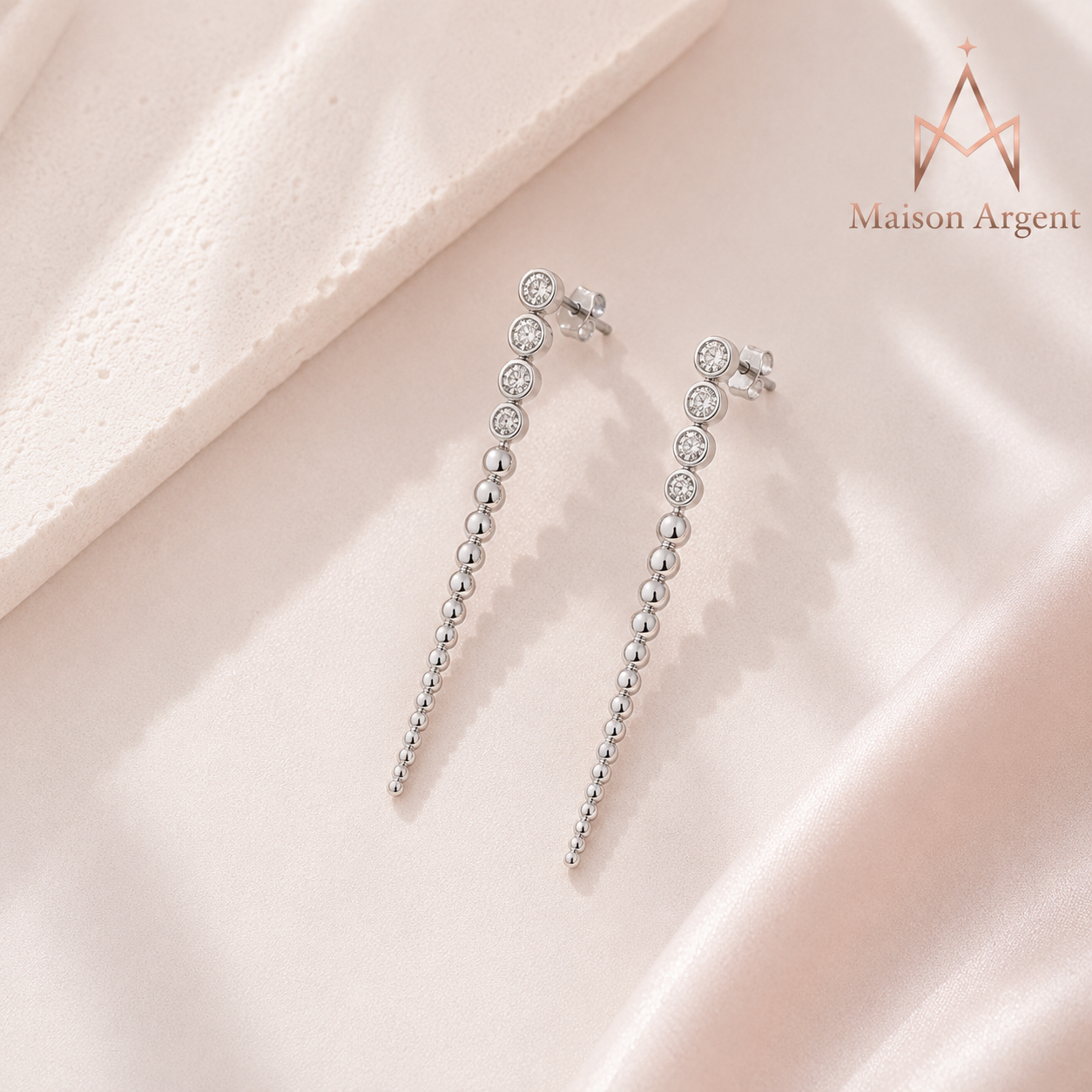 Boucles d'oreilles pendantes en Moissanite plaqué Or 18 carats - Argent 925