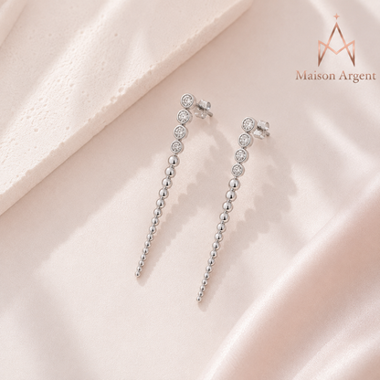 Boucles d'oreilles pendantes en Moissanite plaqué Or 18 carats - Argent 925