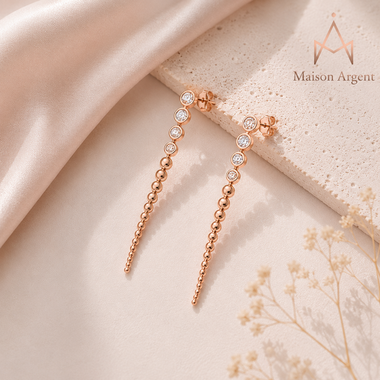 Boucles d'oreilles pendantes en Moissanite plaqué Or 18 carats - Argent 925