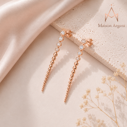 Boucles d'oreilles pendantes en Moissanite plaqué Or 18 carats - Argent 925