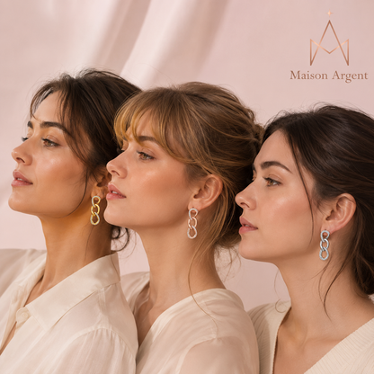 Boucles d'oreilles pendantes en moissanite D VVS1 pour femme - Argent 925