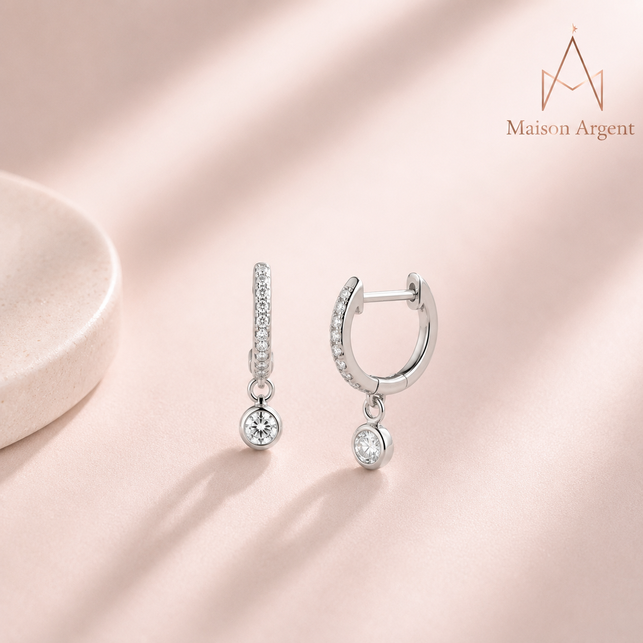 Boucles d'oreilles pendantes Moissanite Argent 925 pour Femme - Bijou Cadeau