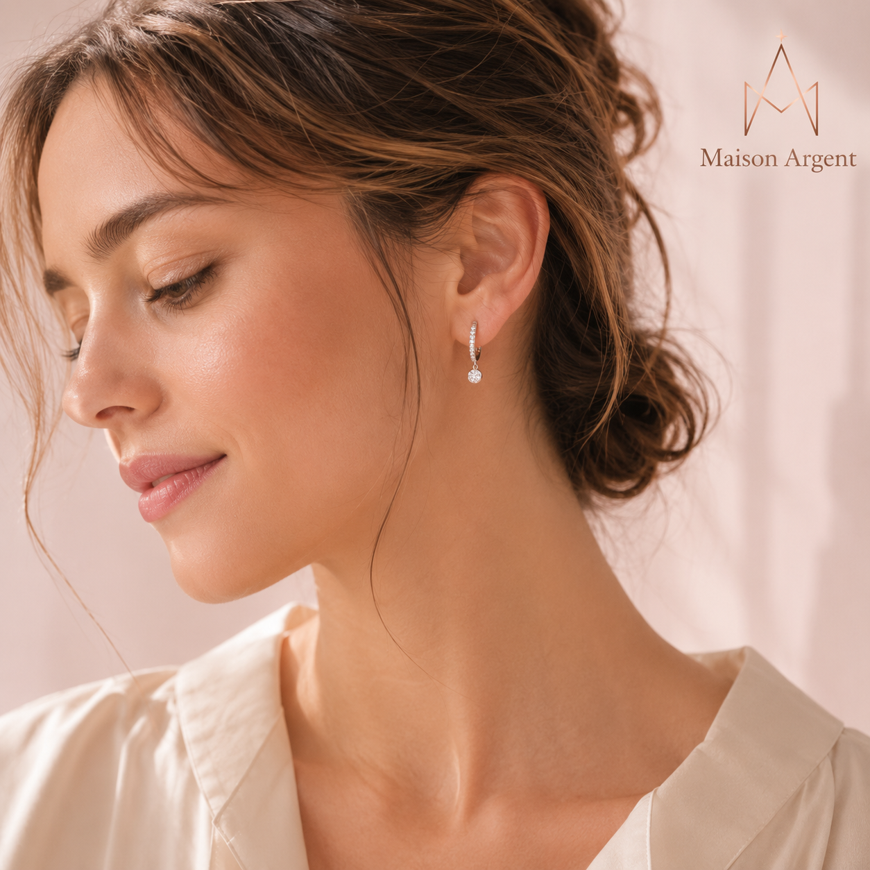 Boucles d'oreilles pendantes Moissanite Argent 925 pour Femme - Bijou Cadeau
