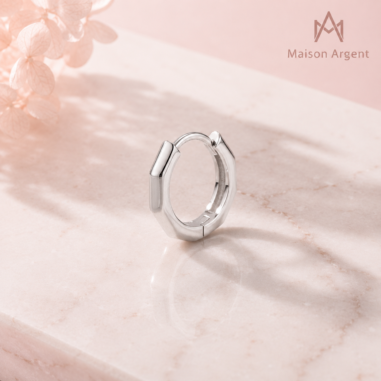 Boucles d'oreilles créoles rondes en argent 925 pour femme - Design minimaliste géométrique