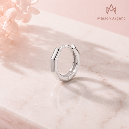 Boucles d'oreilles créoles rondes en argent 925 pour femme - Design minimaliste géométrique