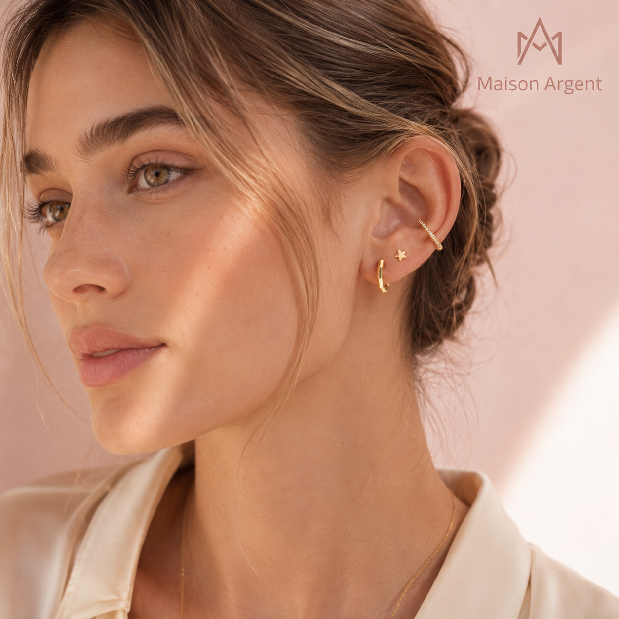 Boucles d'oreilles créoles rondes en argent 925 pour femme - Design minimaliste géométrique